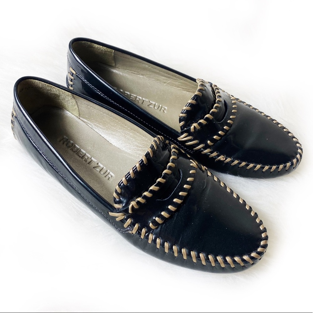 Robert Zur RARE Leather Whipstitch Driving Loafers